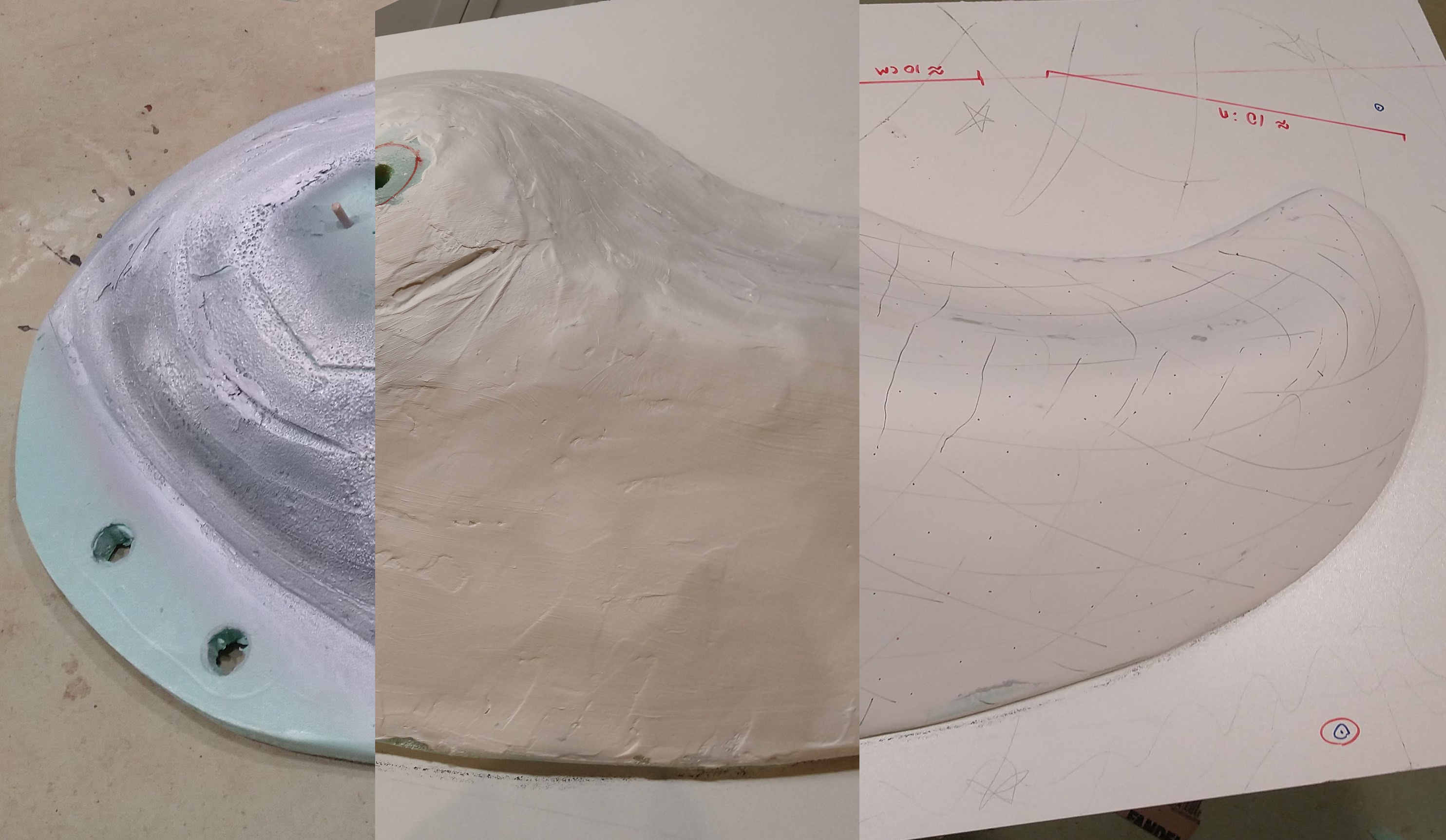 Three different stages of smoothing.